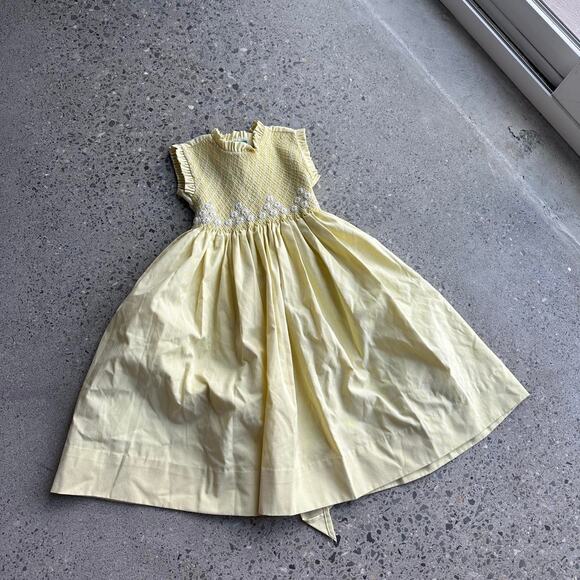 WingDing Handmade Kids 3 Dress Yellow Vintage 1950s Little Girls Yellow Dress